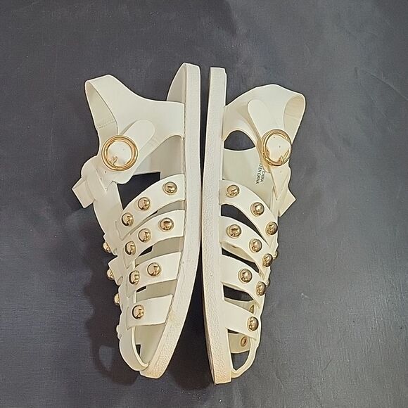 FOREVER 21 WOMEN"S SLINGBACK ANKLE STRAP ADJUSTABLE BUCKLE STUDDED SANDAL - Picture 9 of 12